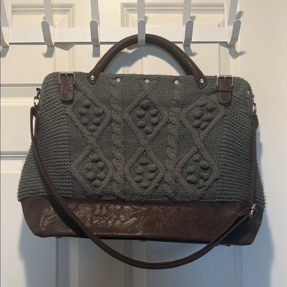UO kimchi blue Bohemian Gray and Brown Knit Women's Bag